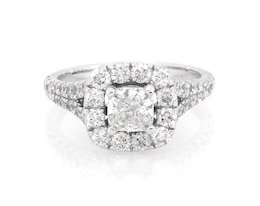 Previously Owned Neil Lane Cushion-Cut Diamond Halo Engagement Ring 2 ct tw 14K White Gold Size 7