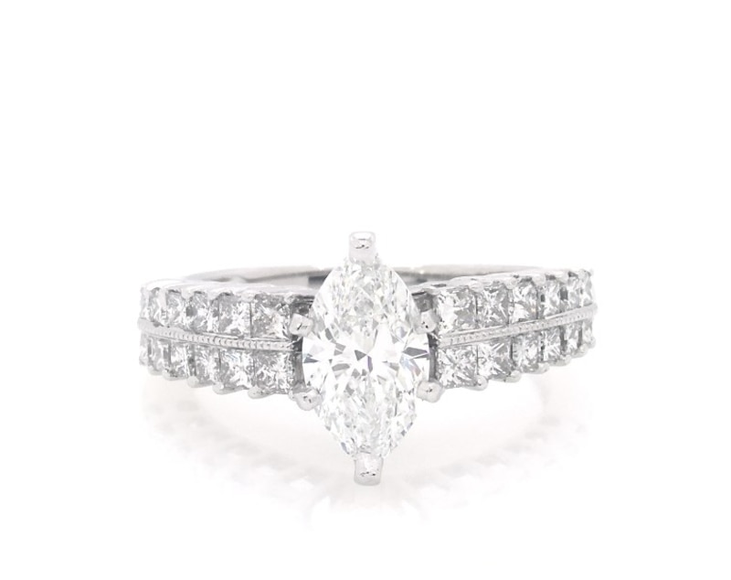 Main Image 1 of Previously Owned Marquise-Cut Diamond Engagement Ring 1-7/8 ct tw 14K White Gold Size 5.75