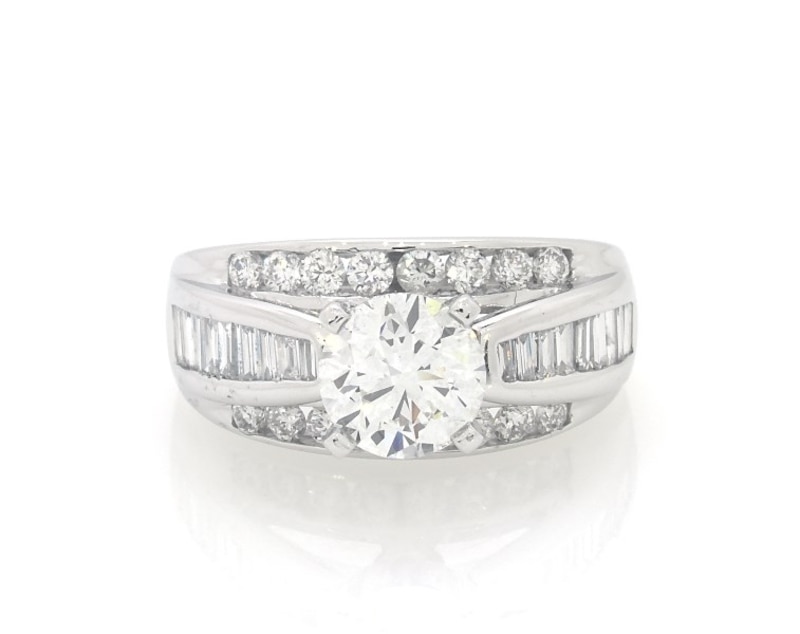 Main Image 1 of Previously Owned Round-Cut Diamond Engagement Ring 2-1/4 ct tw 14K White Gold Size 5.75