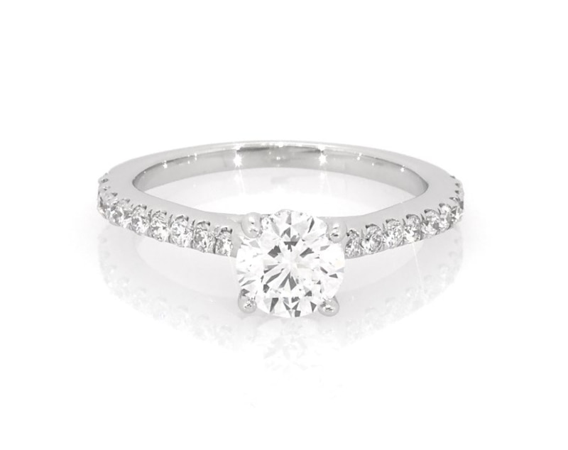 Main Image 1 of Previously Owned Round-Cut Diamond Engagement Ring 7/8 ct tw 14K White Gold Size 5.25