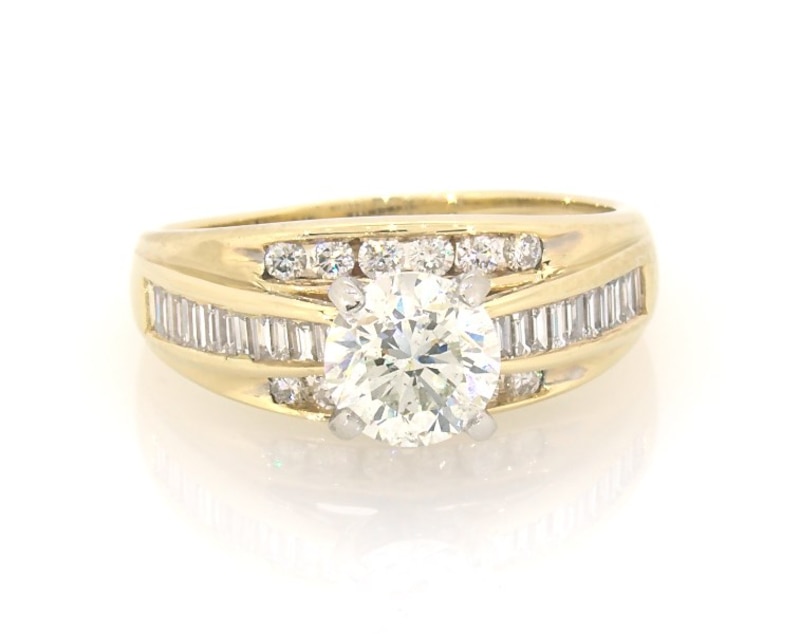 Main Image 1 of Previously Owned Round-Cut Diamond Engagement Ring 1-7/8 ct tw 14K Yellow Gold Size 9