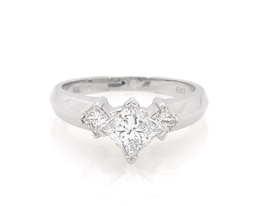 Previously Owned Princess-Cut Diamond Three-Stone Engagement Ring 7/8 ct tw 14K White Gold Size 6.25