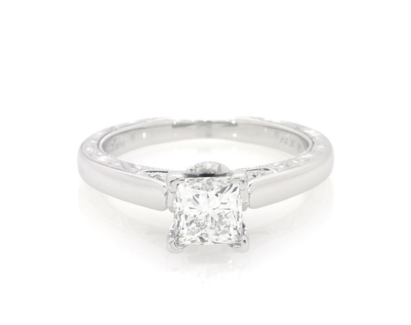 Main Image 1 of Previously Owned Neil Lane Princess-Cut Diamond Engagement Ring 7/8 ct tw 14K White Gold Size 5.25