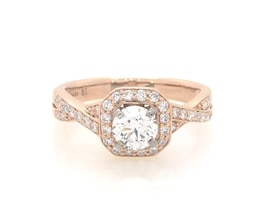 Previously Owned Round-Cut Diamond Halo Engagement Ring 1 ct tw 14K Rose Gold Size 6.75