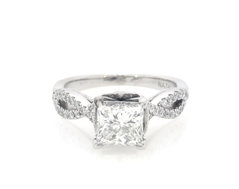 Main Image 1 of Previously Owned Princess-Cut Diamond Engagement Ring 1-3/4 ct tw 14K White Gold Size 5.5