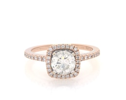 Previously Owned Round-Cut Diamond Halo Engagement Ring 1-1/4 ct tw 14K Rose Gold Size 7.25