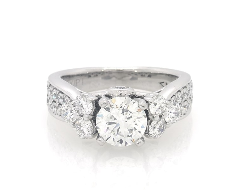 Main Image 1 of Previously Owned Round-Cut Diamond Engagement Ring 2-1/8 ct tw 18K White Gold Size 4.5