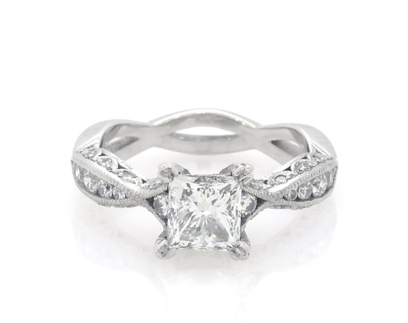 Main Image 1 of Previously Owned Princess-Cut Diamond Engagement Ring 1-1/2 ct tw Platinum Size 6.25