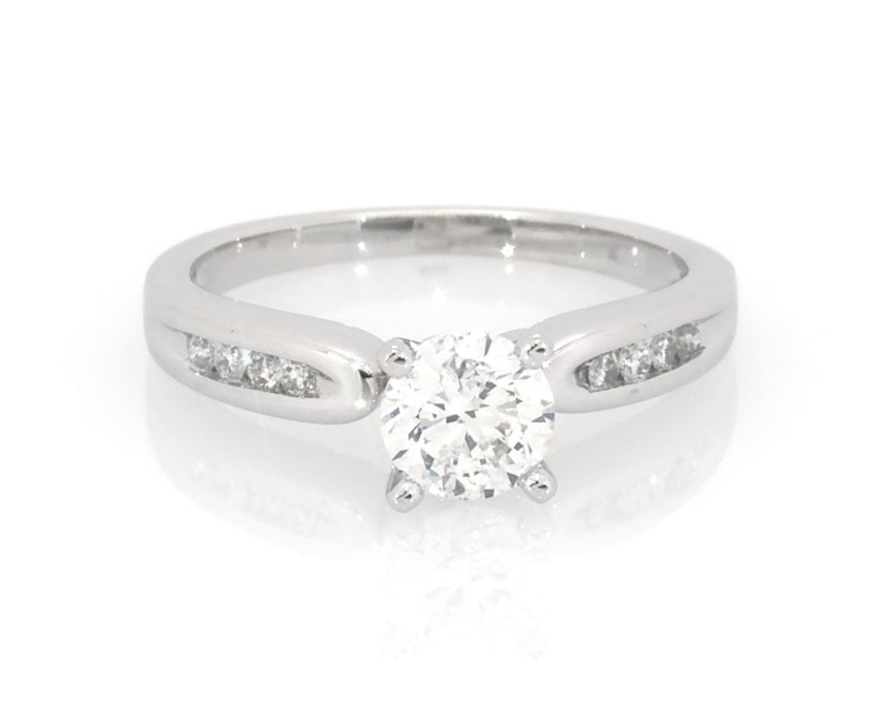 Main Image 1 of Previously Owned Round-Cut Diamond Engagement Ring 1/2 ct tw 14K White Gold Size 4