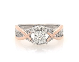 Previously Owned Princess-Cut Diamond Crisscross Engagement Ring 3/4 ct tw 14K Two-Tone Gold Size 4.75