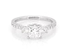 Thumbnail Image 1 of Previously Owned Princess & Round-Cut Diamond Three-Stone Engagement Ring 1-3/8 ct tw 14K White Gold Size 7