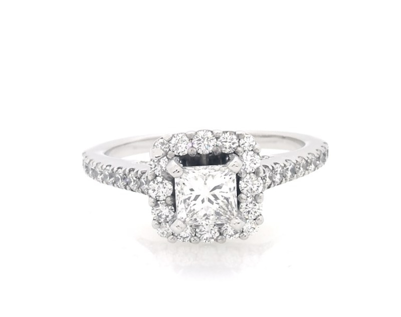 Main Image 1 of Previously Owned Princess-Cut Diamond Engagement Ring 1-3/8 ct tw 14K White Gold Size 6.25
