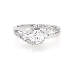 Previously Owned Round-Cut Diamond Three-Stone Engagement Ring 1-1/4 ct tw 14K White Gold Size 6