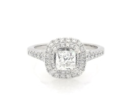 Previously Owned Princess-Cut Diamond Double Halo Engagement Ring 1-1/8 ct tw 14K White Gold Size 5.5