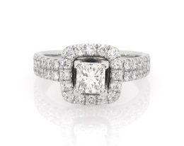 Previously Owned Princess-Cut Diamond Halo Bridal Set 7/8 ct tw 14K White Gold Size 5.5