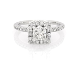 Previously Owned Princess-Cut Diamond Halo Engagement Ring 1 ct tw 14K White Gold Size 6.5