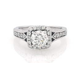 Previously Owned Round-Cut Diamond Halo Engagement Ring 1-5/8 ct tw 14K White Gold Size 8.5