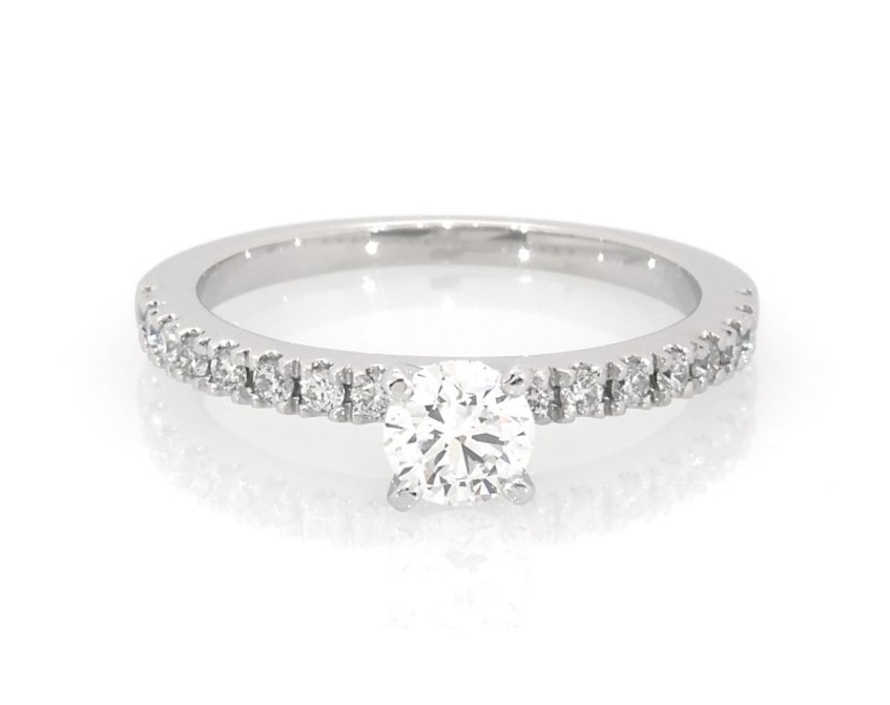 Main Image 1 of Previously Owned Round-Cut Diamond Engagement Ring 5/8 ct tw 14K White Gold Size 7