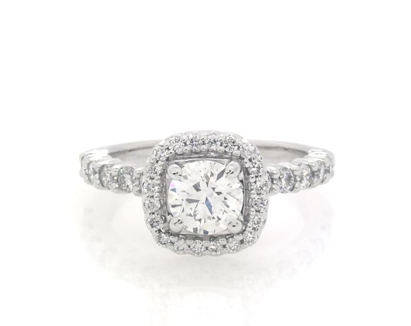 Main Image 1 of Previously Owned Round-Cut Diamond Engagement Ring 1-1/5 ct tw 14K White Gold Size 4.5