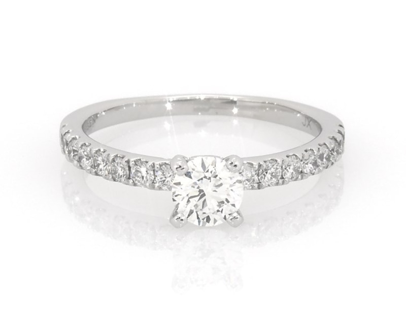 Main Image 1 of Previously Owned Round-Cut Diamond Engagement Ring 7/8 ct tw 14K White Gold Size 7.5