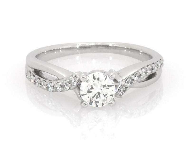 Main Image 1 of Previously Owned Round-Cut Diamond Engagement Ring 1/2 ct tw 14K White Gold Size 5.5