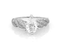 Previously Owned Pear-Shaped Diamond Engagement Ring 1-3/8 ct tw 14K White Gold Size 4.5