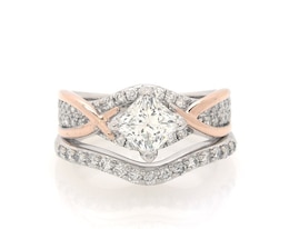 Previously Owned Princess-Cut Diamond Bridal Set 1-1/2 ct tw 14K Two-Tone Gold Size 5