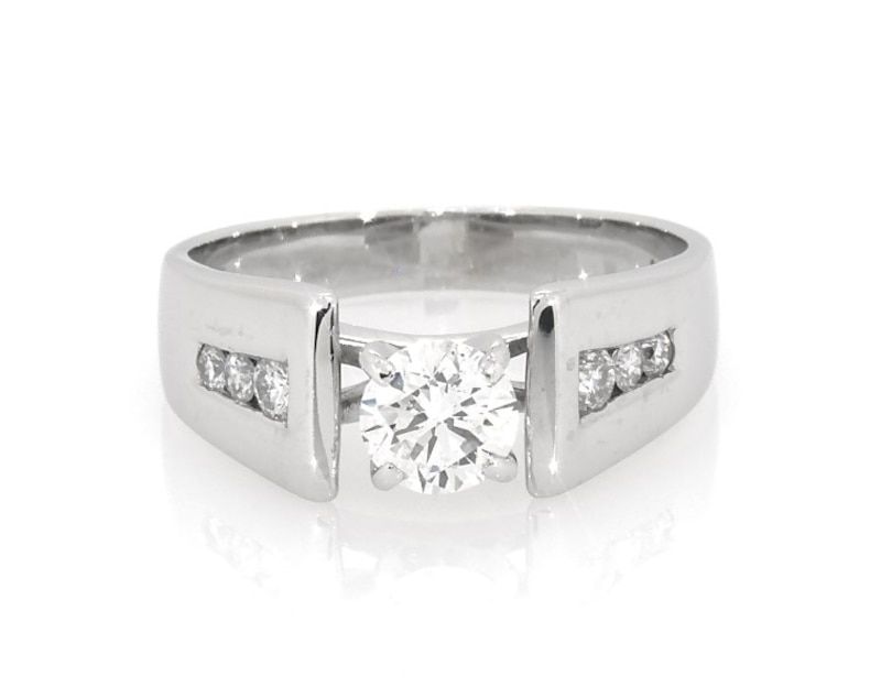 Main Image 1 of Previously Owned Round-Cut Diamond Engagement Ring 3/4 ct tw 14K White Gold Size 8