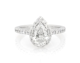 Previously Owned Pear-Shaped Diamond Halo Engagement Ring 1-5/8 ct tw 14K White Gold Size 5.75