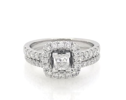 Previously Owned Princess-Cut Diamond Halo Bridal Set 1-1/4 ct tw 14K White Gold Size 6.25