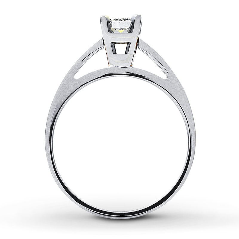 Main Image 2 of Previously Owned Diamond Solitaire Ring 1/2 carat Princess-cut 14K White Gold (I2/I)