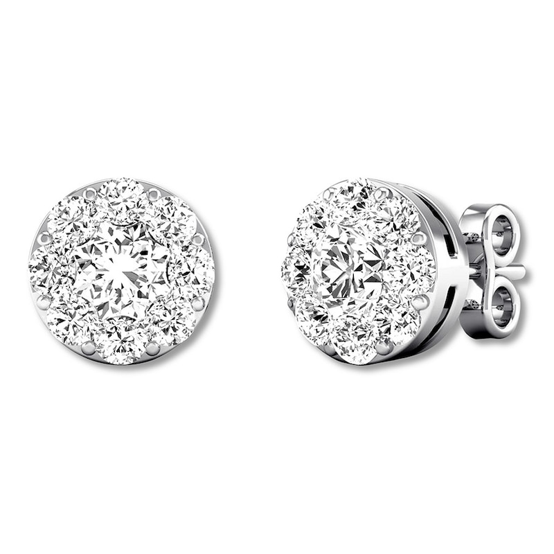 Main Image 1 of Previously Owned Diamond Earrings 1 carat tw Round 14K White Gold