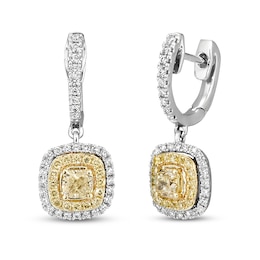 Previously Owned Le Vian Sunny Yellow Diamond Dangle Earrings 1-1/6 ct tw 14K White Gold