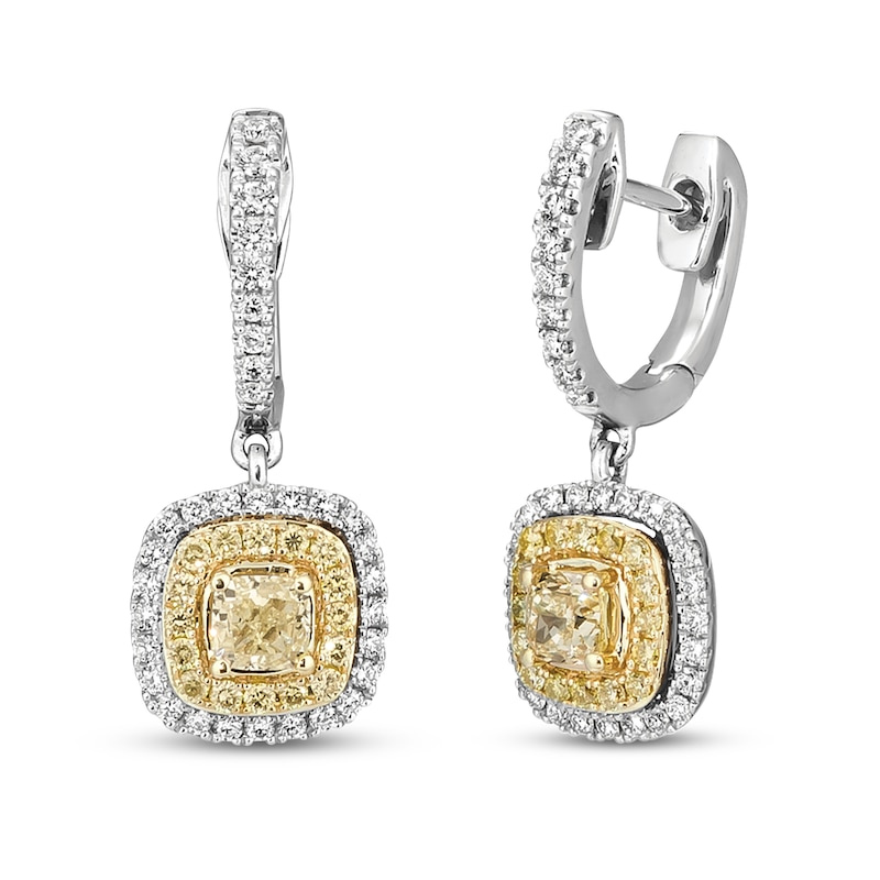 Main Image 1 of Previously Owned Le Vian Sunny Yellow Diamond Dangle Earrings 1-1/6 ct tw 14K White Gold