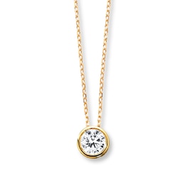 Previously Owned Diamond Solitaire Necklace 1/2 carat Bezel-set 14K Yellow Gold (I2/I)