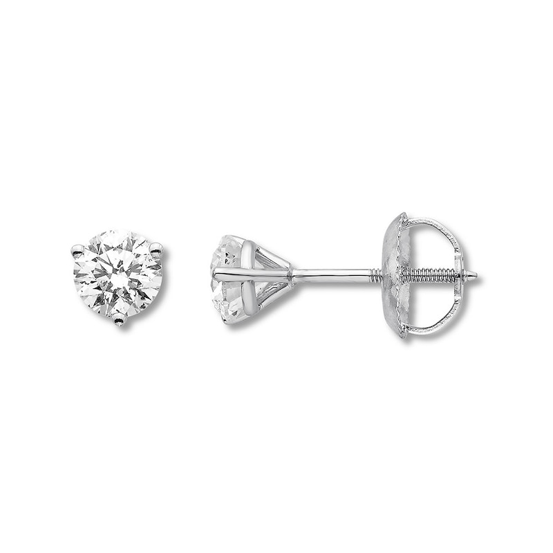 Main Image 1 of Previously Owned Certified Diamond Solitaire Earrings 3/4 ct tw 18K White Gold (SI2/I)