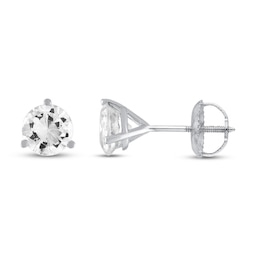 Previously Owned Certified Diamond Solitaire Earrings 1 ct tw 18K Round White Gold (SI2/I)