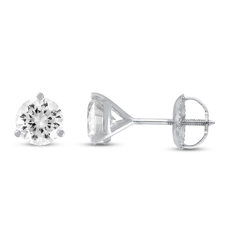 Main Image 1 of Previously Owned Certified Diamond Solitaire Earrings 1-1/2 ct tw Round 18K White Gold (SI2/I)