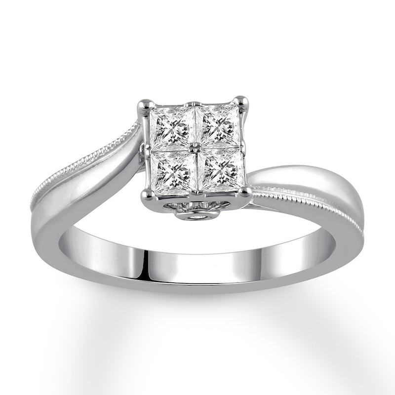 Main Image 1 of Previously Owned Diamond Engagement Ring 1/2 ct tw Princess-cut 14K White Gold