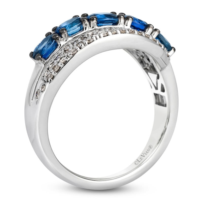 Main Image 2 of Previously Owned Le Vian Oval-Cut Blue Sapphire Ring 1/2 ct tw Diamonds 14K Vanilla Gold