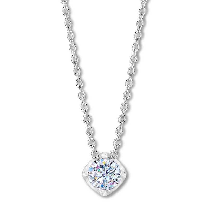 Main Image 1 of Previously Owned THE LEO First Light Diamond Solitaire Necklace 1/2 carat Round 14K White Gold (I1/I)
