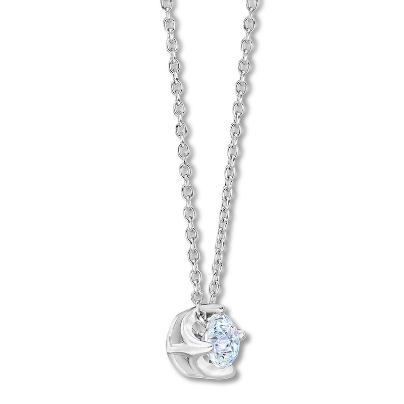 Main Image 2 of Previously Owned THE LEO First Light Diamond Solitaire Necklace 1/2 carat Round 14K White Gold (I1/I)
