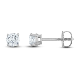 Previously Owned Certified Diamond Solitaire Earrings 1 ct tw Round 14K White Gold (I1/I)