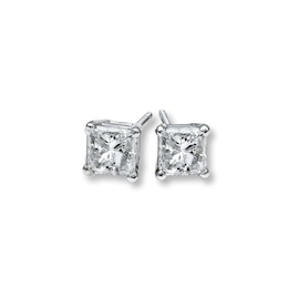 Previously Owned Diamond Earrings 3/4 ct tw Princess-cut 14K White Gold (I2/I)