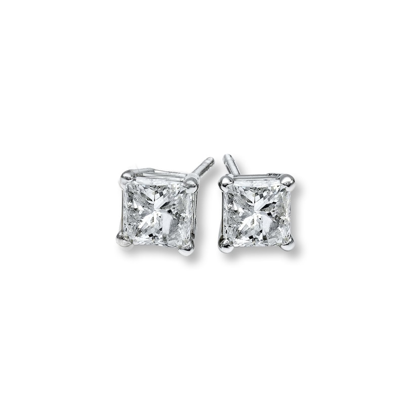 Main Image 1 of Previously Owned Diamond Earrings 3/4 ct tw Princess-cut 14K White Gold (I2/I)