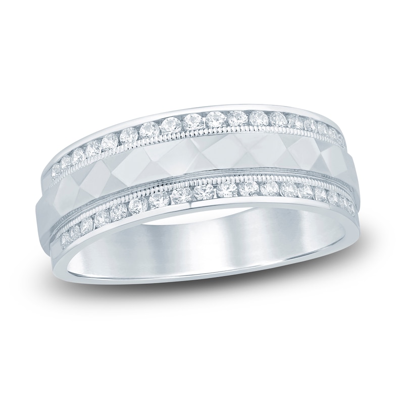 Main Image 1 of Previously Owned Men's Diamond Anniversary Band 1/2 ct tw Round 14K White Gold