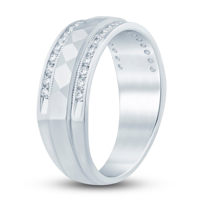 Main Image 2 of Previously Owned Men's Diamond Anniversary Band 1/2 ct tw Round 14K White Gold