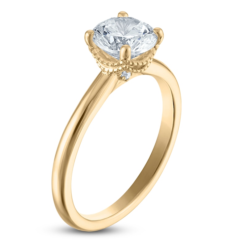 Main Image 2 of Previously Owned Lab-Grown Round-Cut Solitaire Plus Engagement Ring 1-1/2 ct tw 18K Yellow Gold (F/VS)