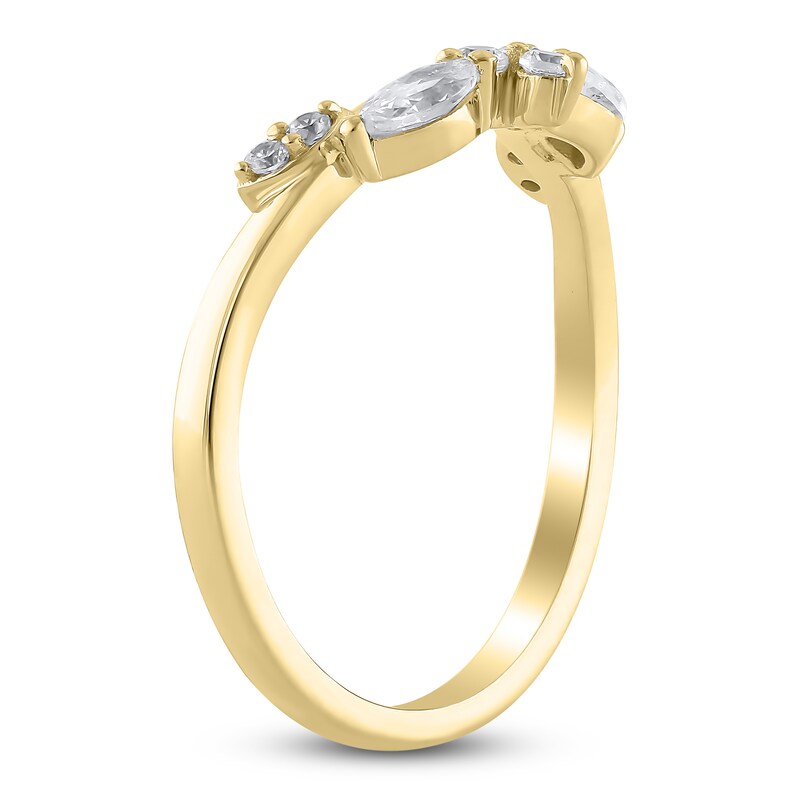 Main Image 2 of Previously Owned Certified Marquise & Round-Cut Diamond Contour Anniversary Ring 1/3 ct tw 14K Yellow Gold