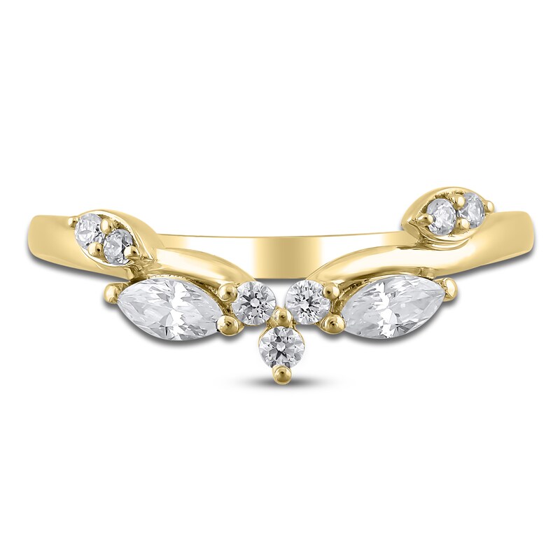 Main Image 3 of Previously Owned Certified Marquise & Round-Cut Diamond Contour Anniversary Ring 1/3 ct tw 14K Yellow Gold